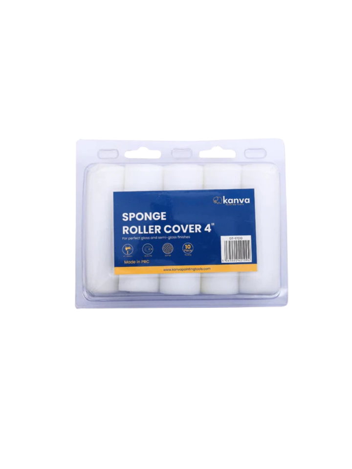 Kanva 4" Paint Roller Refill – Sponge Sleeve for Gloss & Semi-Gloss Paints