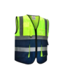 Yellow & Navy Blue Polyester Dual Color Heavy Duty Safety Vest with Zipper, Size: M
