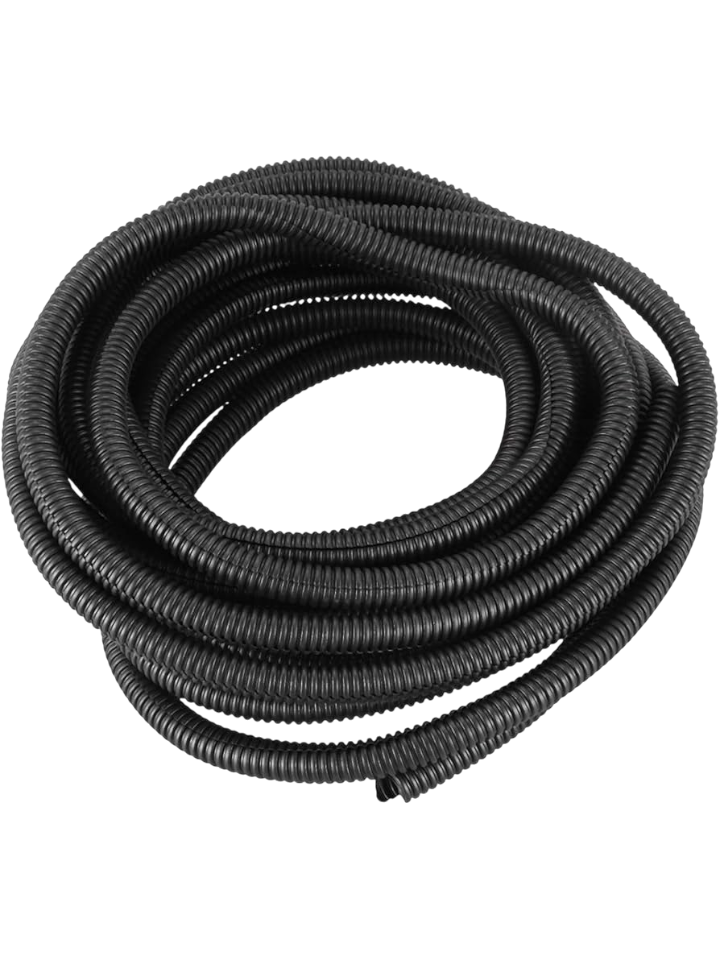 1/4ID Split Wire Loom Corrugated Tubing 10M PE Plastic Bellows Pipe Hose Preservative Flexible Tube Black Protector Prevent Chewing for Electric Conduit Liquid Cable Cover Sleeve